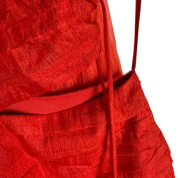 Ashley Park Scene Stealer Red Chiffon One Shoulder Cut Out Cocktail Mini Dress 0 - Picture 10 of 13